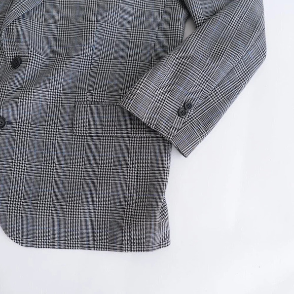 Savile Row 100% Wool Plaid Sport Jacket Blazer ~Grey/Black ~See Measurements Pic - Picture 15 of 16